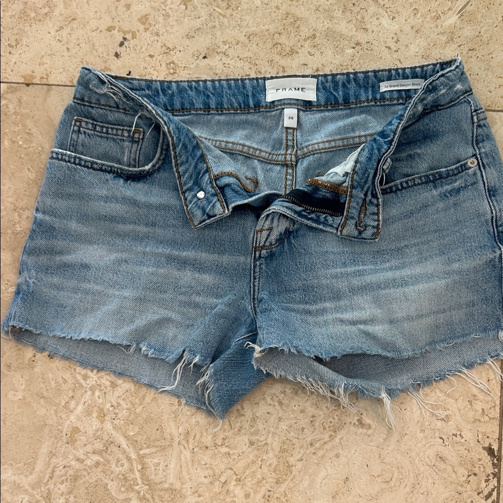 Frame Denim Women's Frayed Blue Jean Shorts